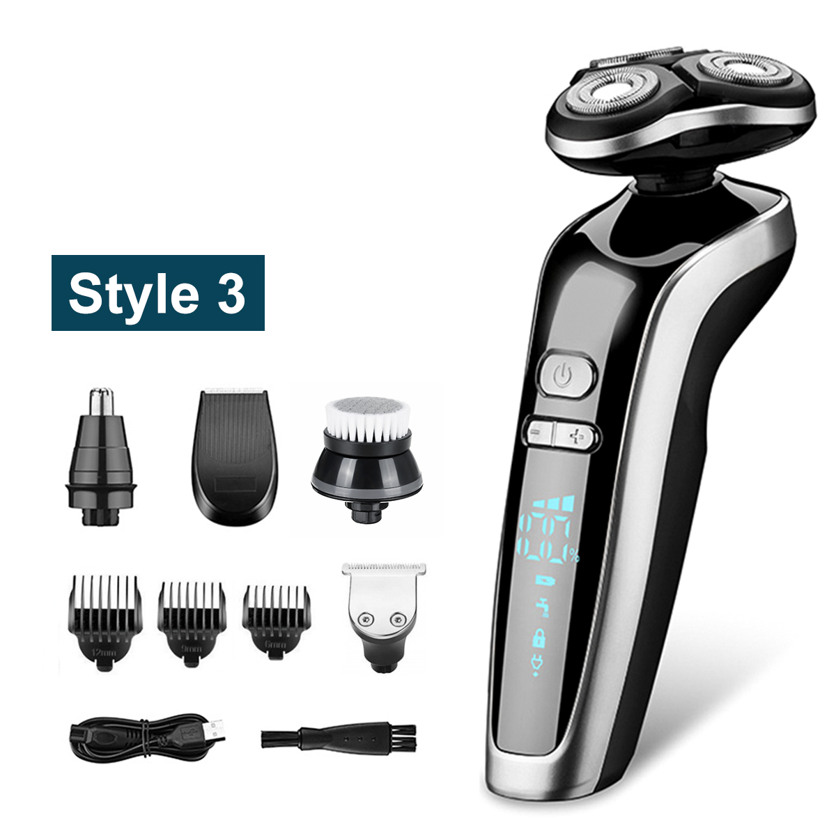 Aparador de Barba dos Homens à Prova Máquina de Barbear 5 em 1 Recarregável Água Cabeça Seco Molhado Display Digital Barbeador Barbear Lavável Usb D4d 4d 48 4d cabeça seco molhado display digital barbeador