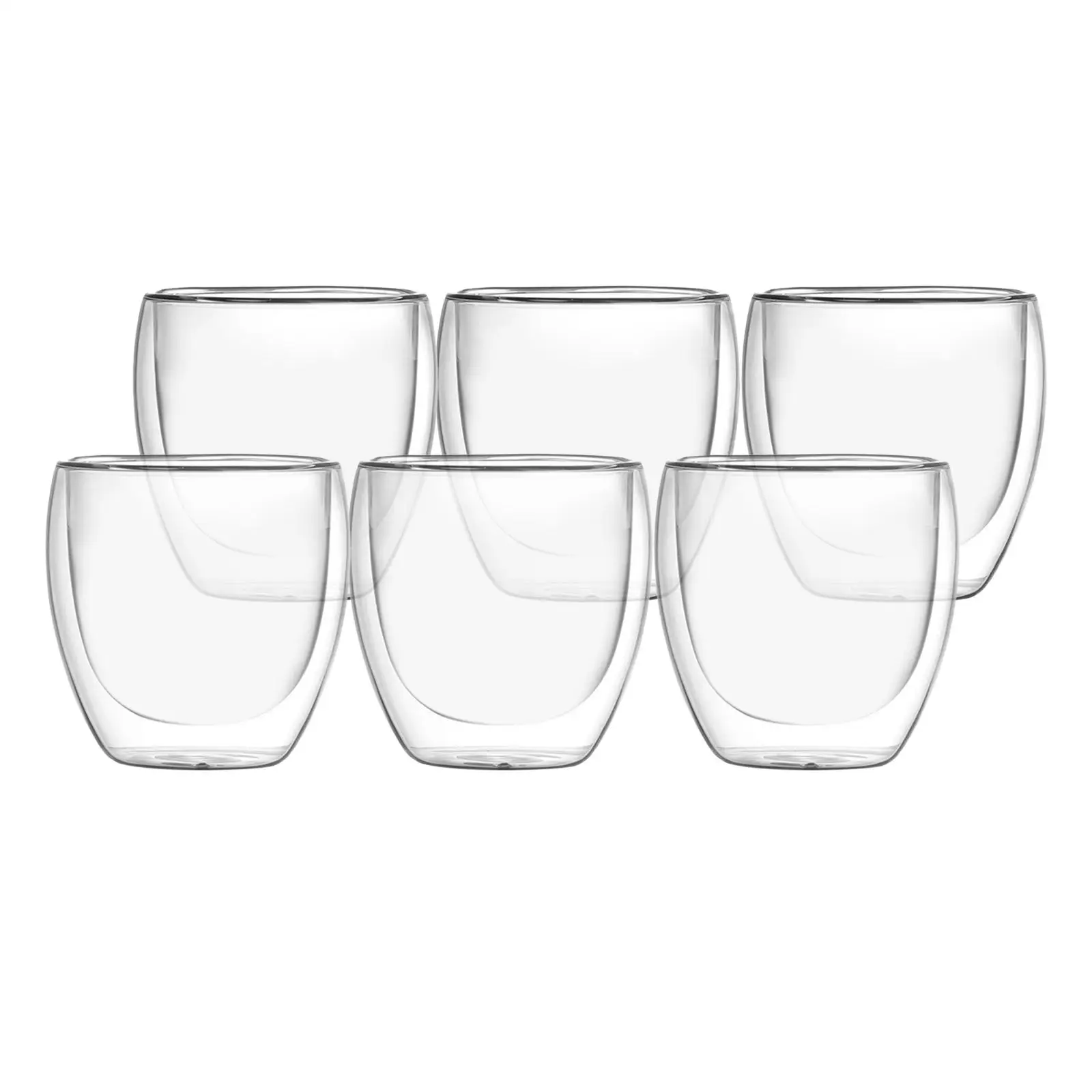 6x Double wall Coffee Cups 80ml Clear Insulated Drinking Glasses Mugs for Tea Beverage Coffee Cappuccinos Latte