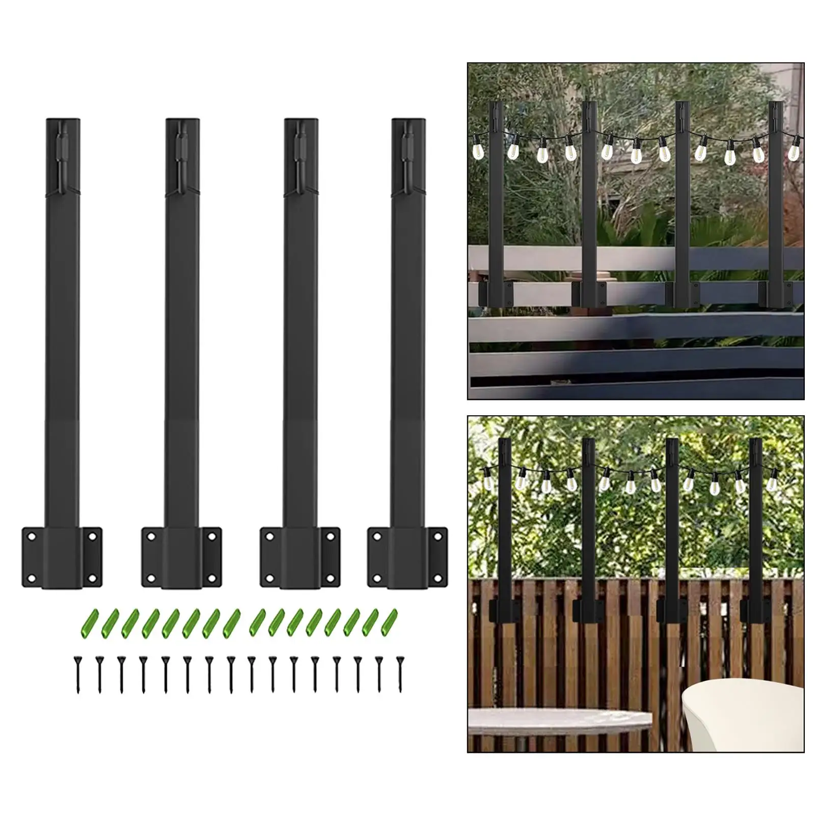 4 Pieces String Light Poles for Outside Heavy Duty 395 mm for Fence Holiday