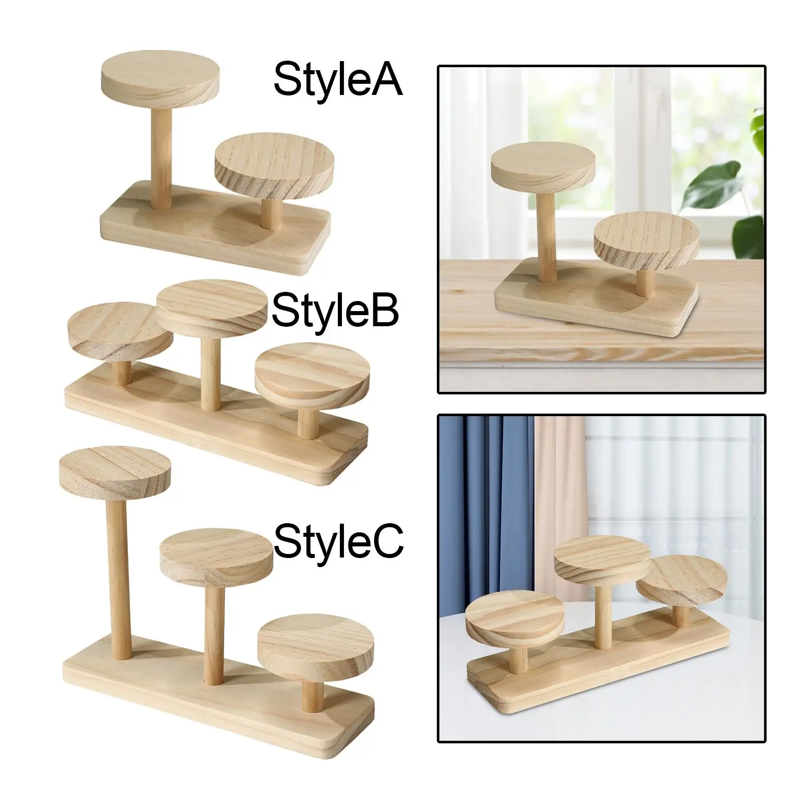 Wooden Display Risers Rack Shelf Display Storage Stand for Cupcakes Home Decoration