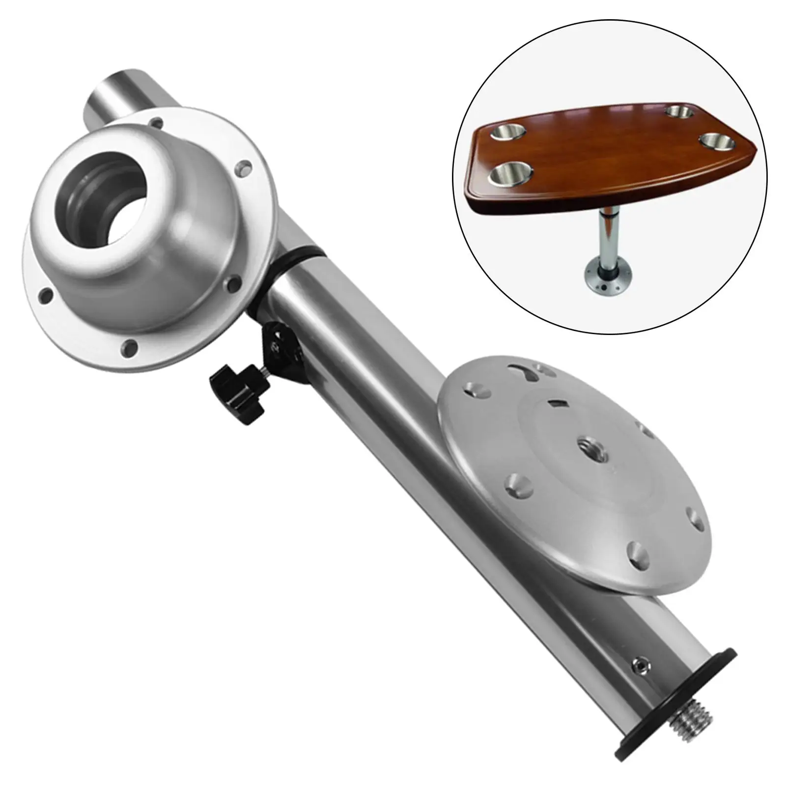 Breakfast Bar Leg with Mount Bases Part for Marine Boat Movable Universal for Motorhome Table Pedestal Worktop Support Table Leg