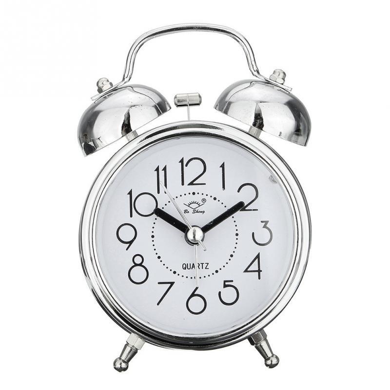 Description Picture 5 of itemAlarm Clock Vintage Retro Silent Pointer Clocks Round Number Dual Bell Loud Alarm Clock Bedside Night Light Home Decors