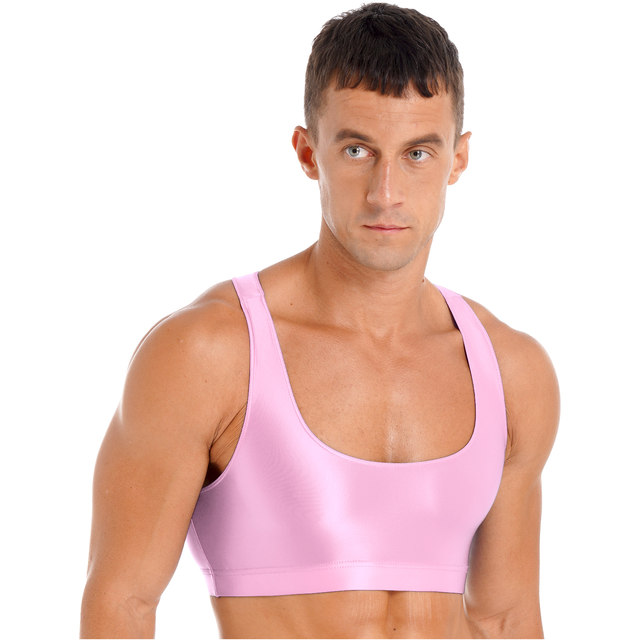 SALE - Mens Roses Spandex Bra Top with Frilled Pico Elastic Trim Male