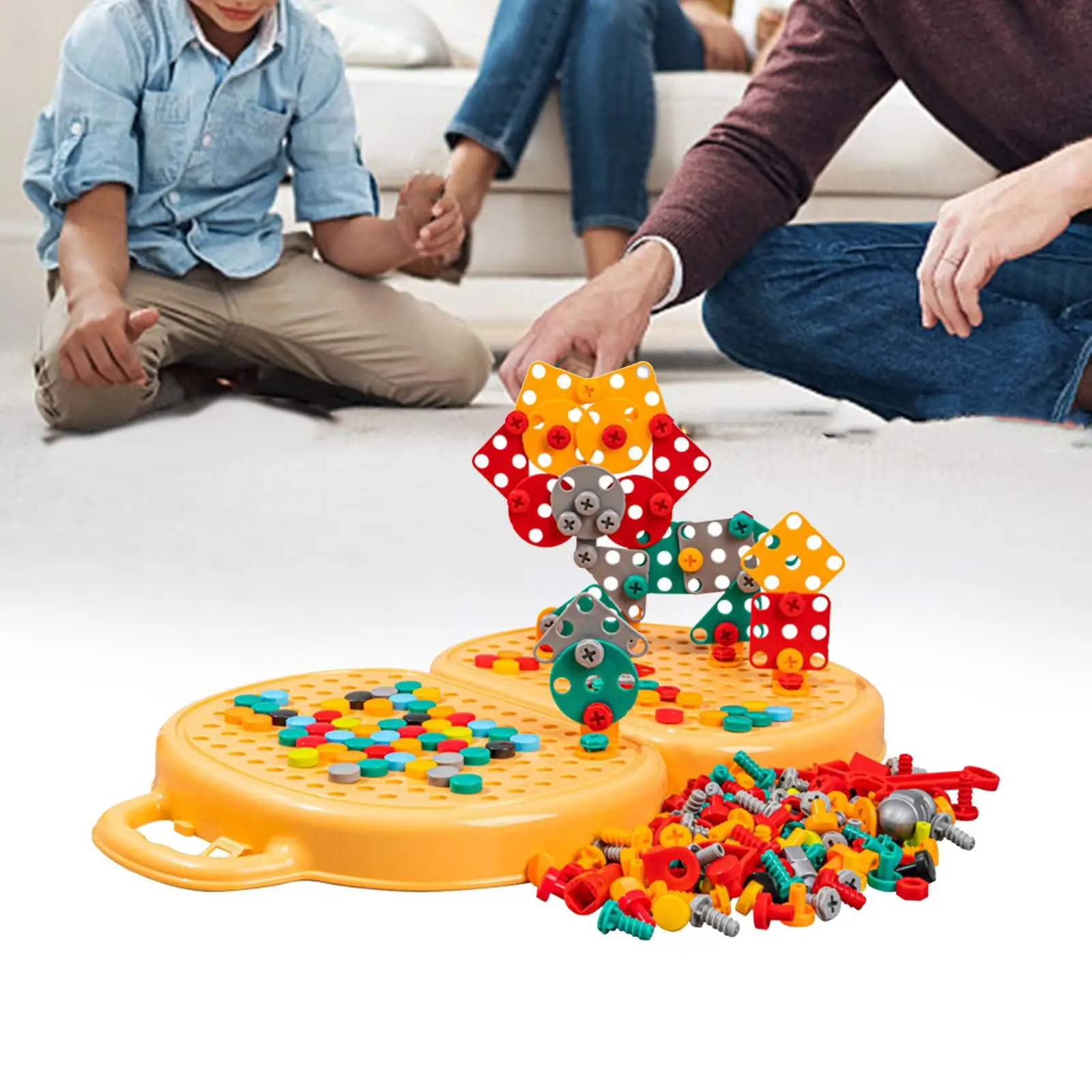 Stem Building Toys Puzzle Toys Building Bricks Game Set Develop Fine Motor Skills Pretend Play Tool Screw Toy for Holiday Gifts