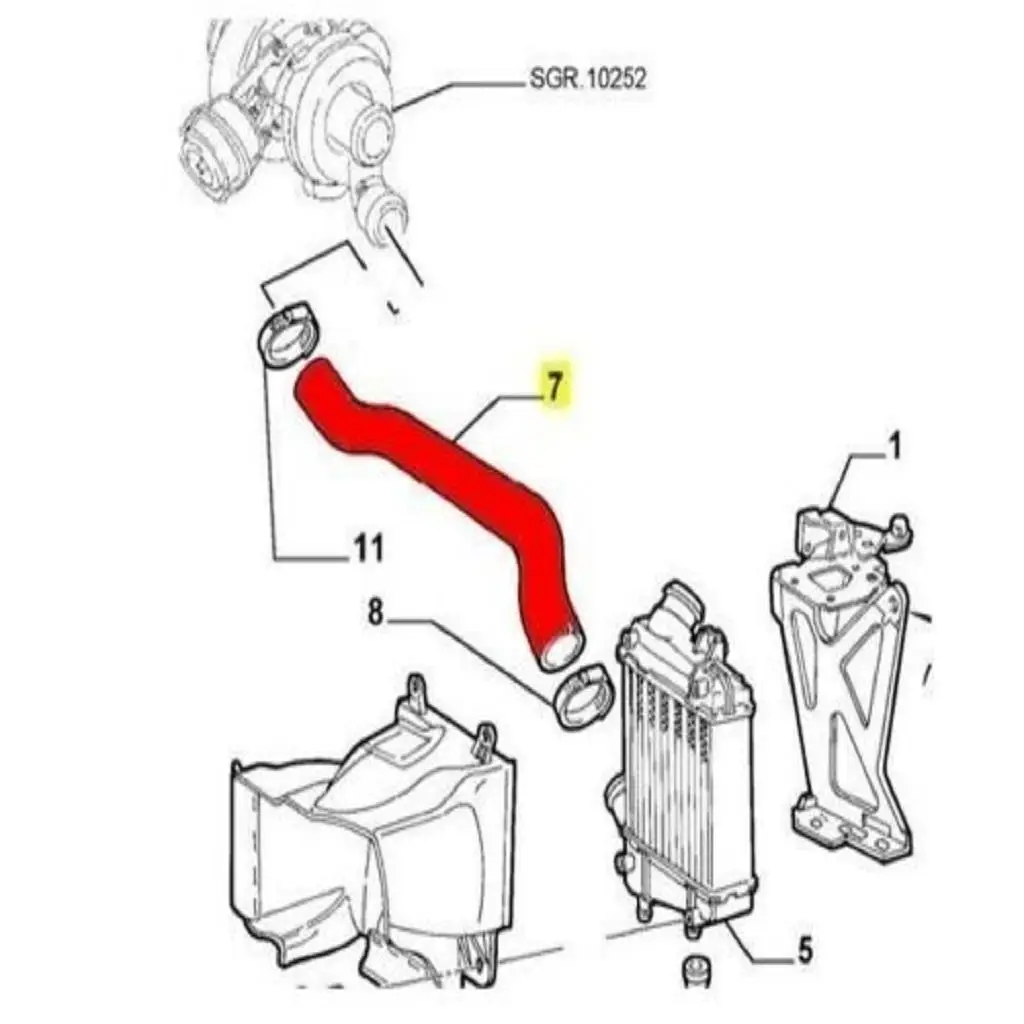 for ALFA 147 156 159 1.9JTD Lower Intercooler Hose Pipe 50516355