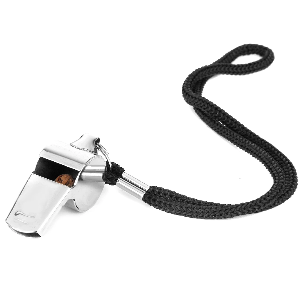 MagiDeal New Metal Referee Whistle and Lanyard for Football Soccer Basketball