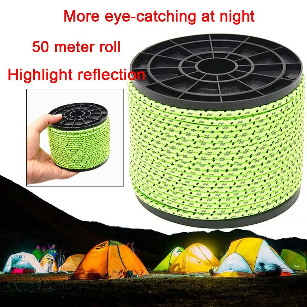 Guy Line Ropes High Strength Tent Camping 50m Rope Reel for Awning Tarp