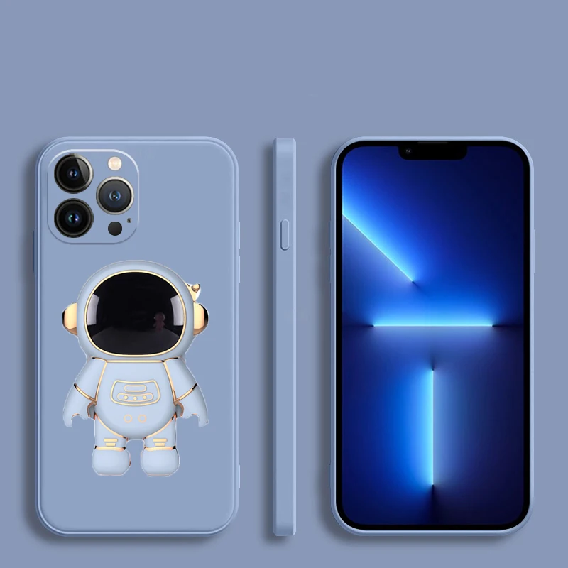 iphone xr case with card holder Astronaut Bracket Silicone Phone Holder Case For iphone 13 12 11 Pro XS Max Mini XR X 8 7 6 6S Plus SE 2020 Soft Back Cover iphone xr case with card holder