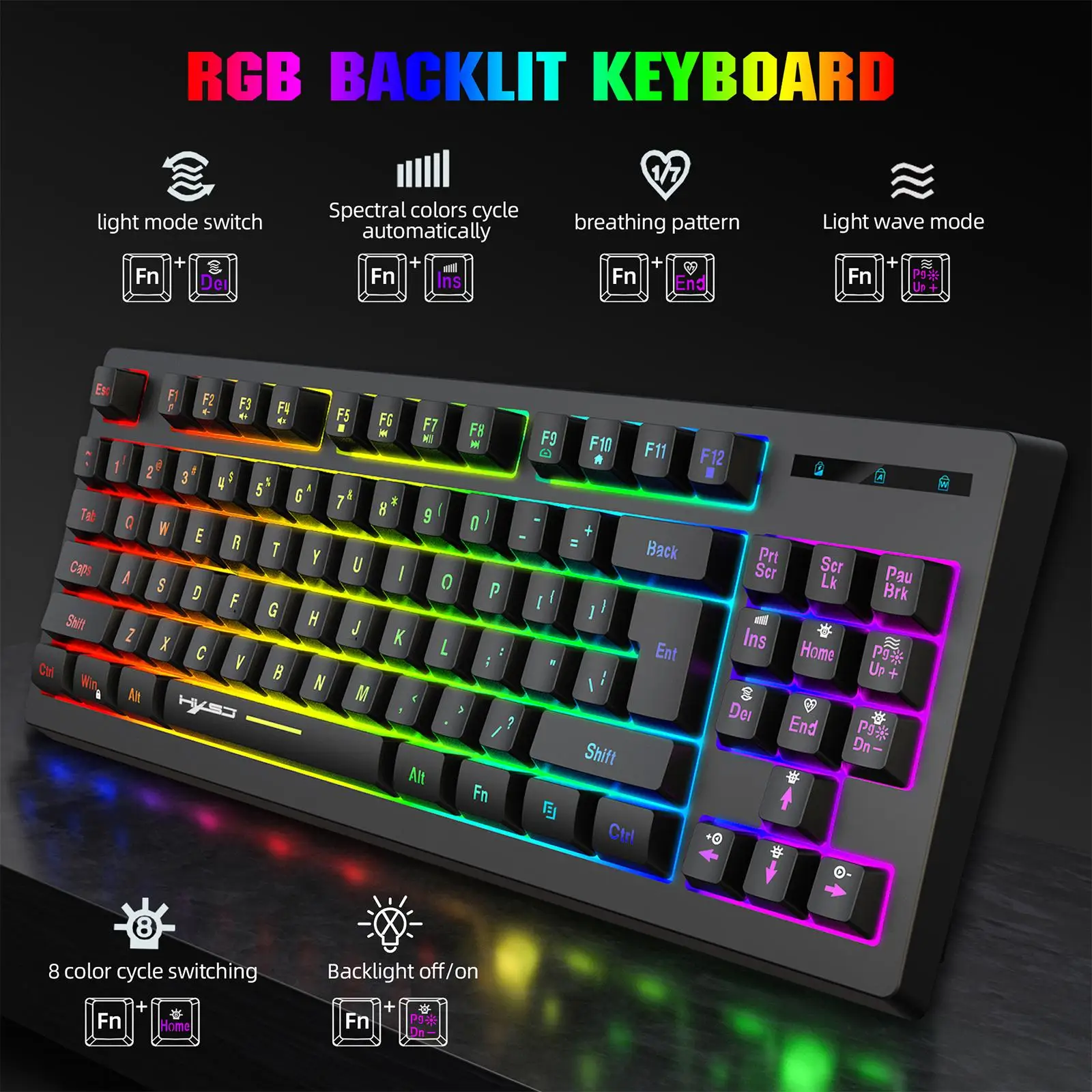 87Keys 2.4G Wireless Mechanical Keyboard RGB Backlight Back Foot Support Gaming Keyboard for Office Notebook Travel Girl Boy