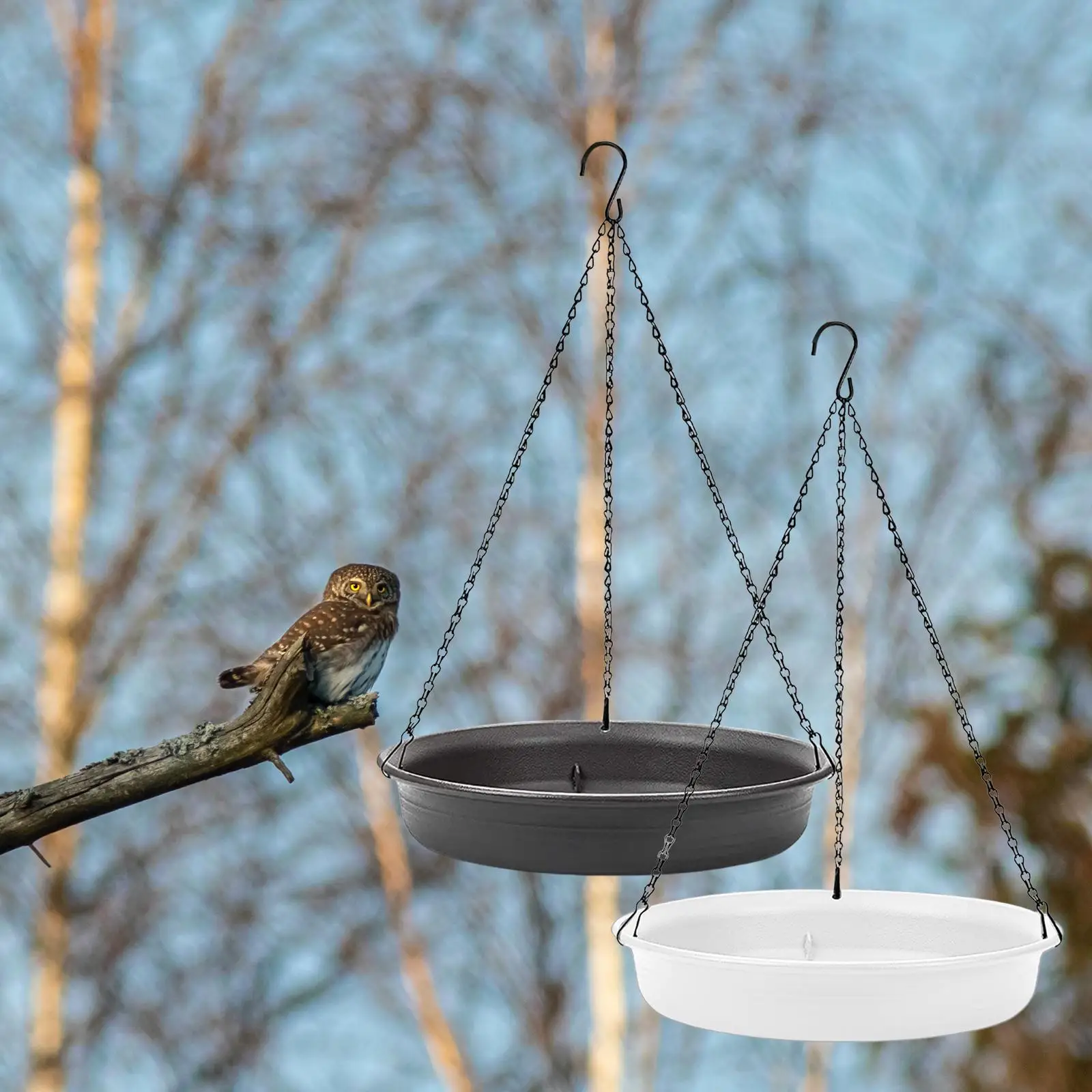 Hanging Bird Feeder Tray Metal Mesh Platform, Strong Chains, for Garden Backyard