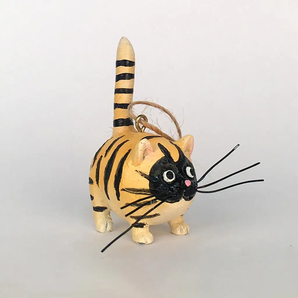 Resin Cat Figurine Pendant Ornament Cat Lover Gifts Decor for Mirror Decoration Christmas Tree