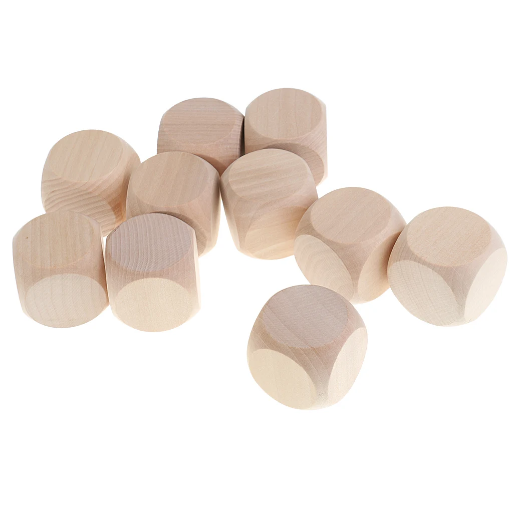 10-pack Wooden Cubes 6 Sided Unfinished Wooden Blocks, Puzzle Making,