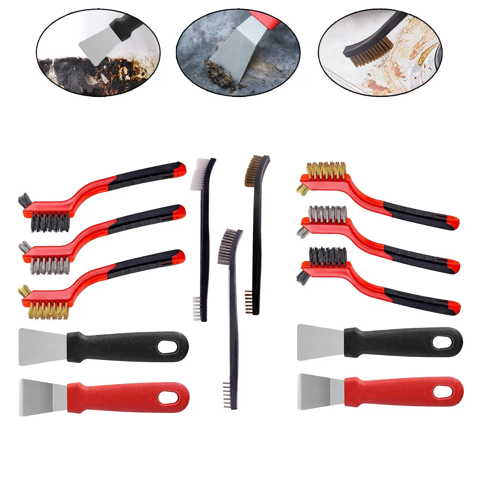 Wire Brush Set Mini Wire Brush Squeegee for Kitchen Rust Removal Home