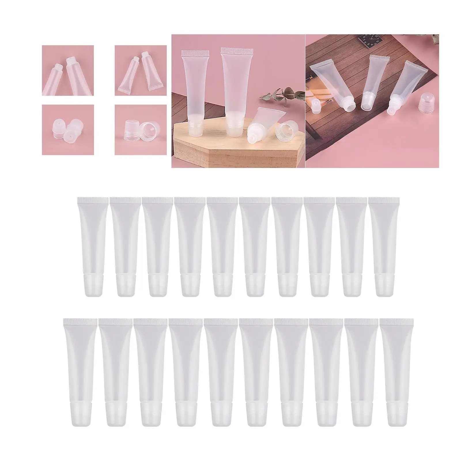 10 Pieces  Tubes Refillable Soft Portable with Caps Clear Cosmetic Containers for DIY Lipgloss Base Makeup