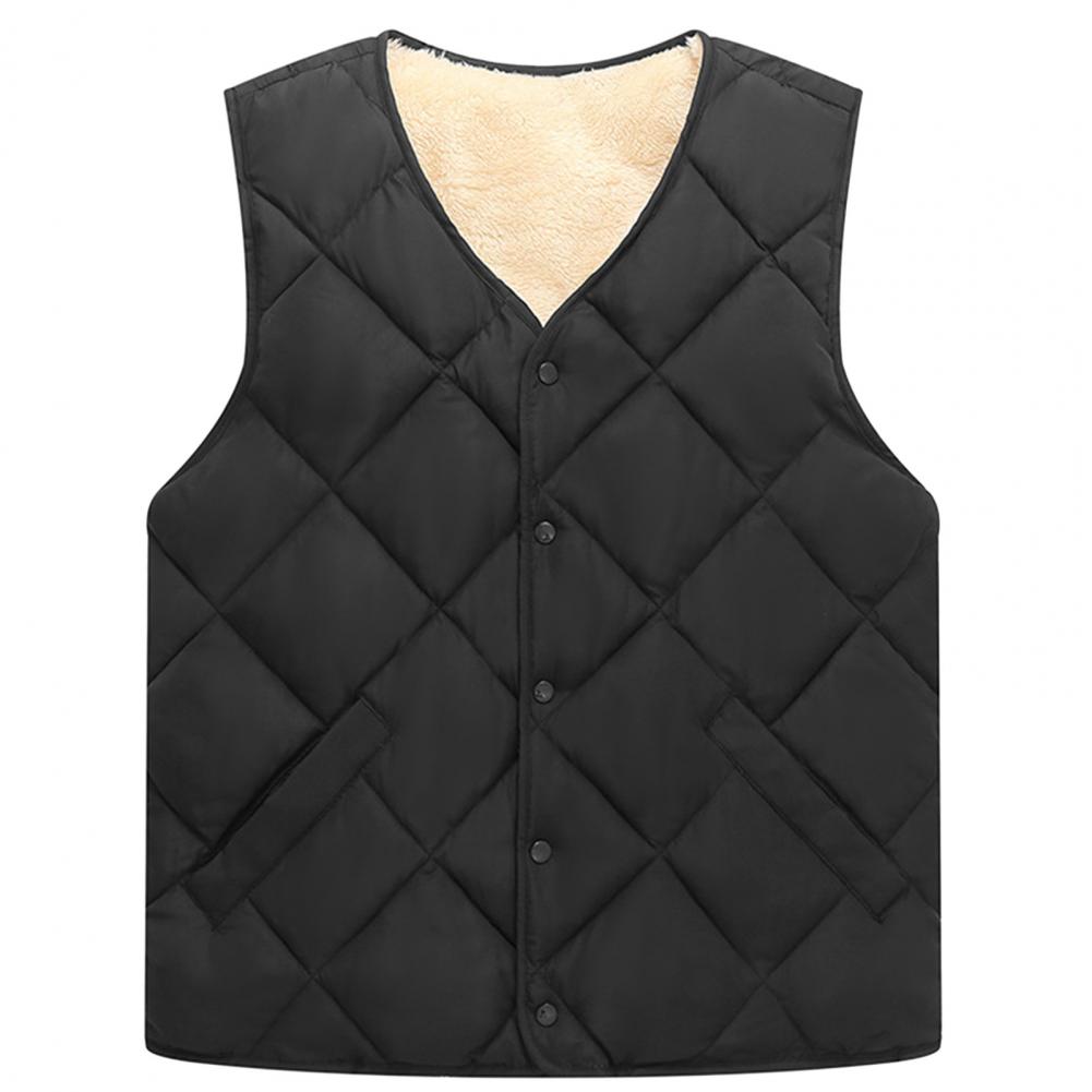 Description Picture 4 of itemFleece Lining Sleeveless Waistcoat Velvet Soft Men Vest Jacket Mid-aged Men's Winter Vest Jacket with Fleece Lining for Warmth