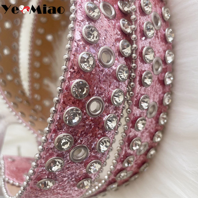 Premium Strap Men Women Western Fashion Pink Bling Bling Rhinestones D –  Bikers Gear Online