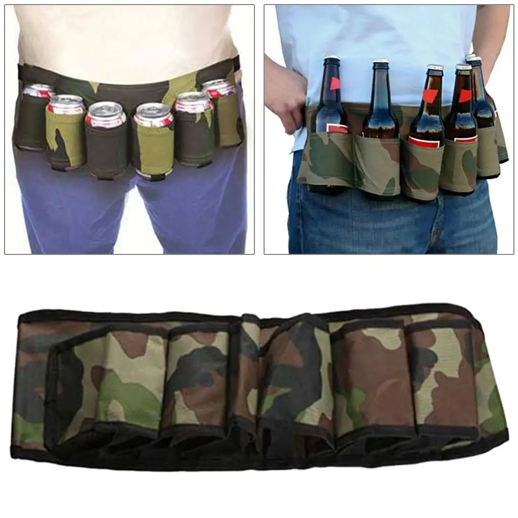 Camouflage 6-Pack Beer Belt,Camouflage Oxford Cloth Soda Holder Drink Belt 