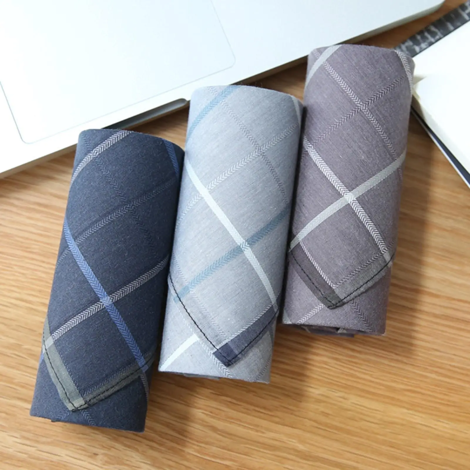 3x Men Handkerchiefs Gift for Father Square Hankies Hanky Pocket for Suit