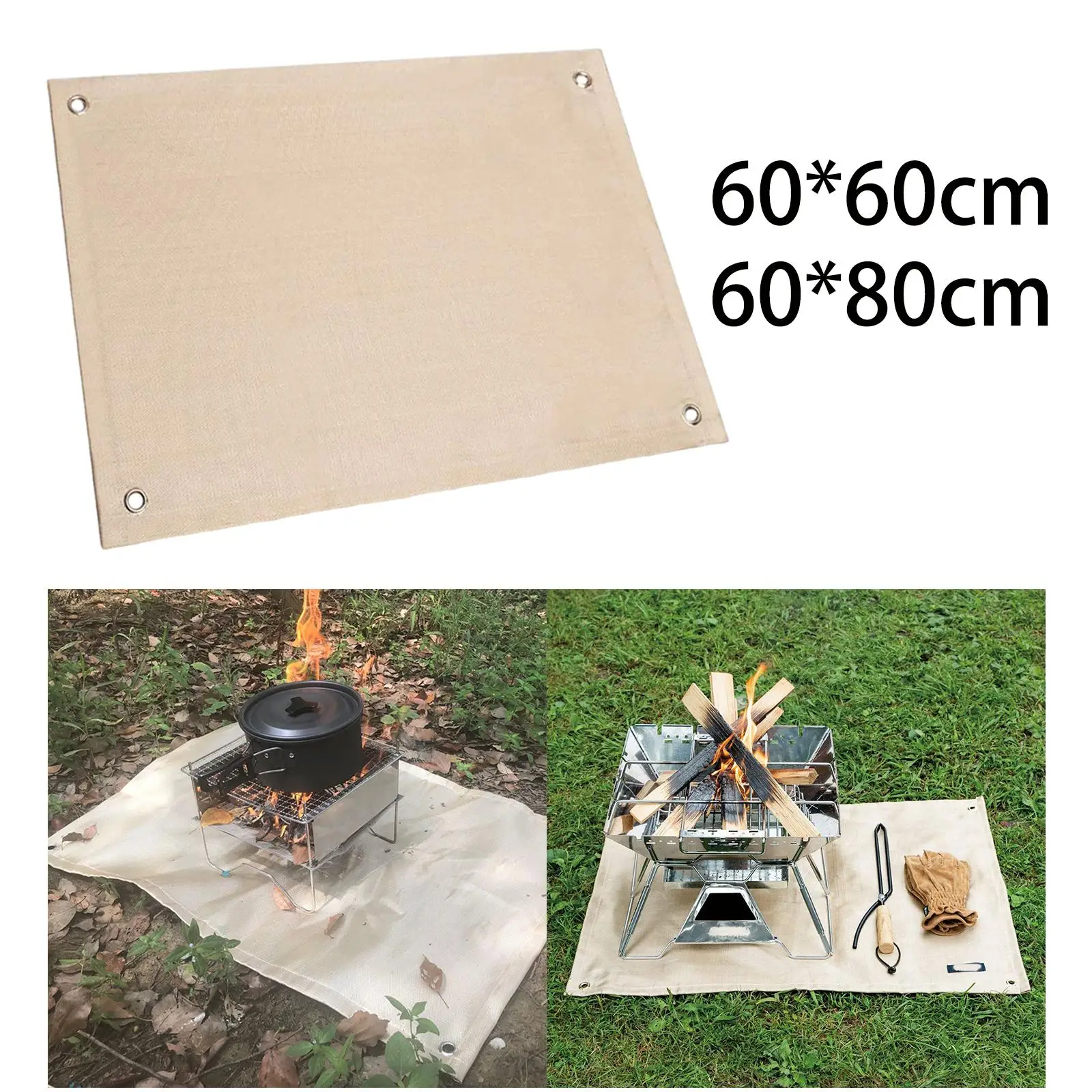 Glass Fiber Camping Fire Blanket High Temperature Resistant Protective Shockproof Fireproof Mat for Stove Picnics Lawn BBQ Deck