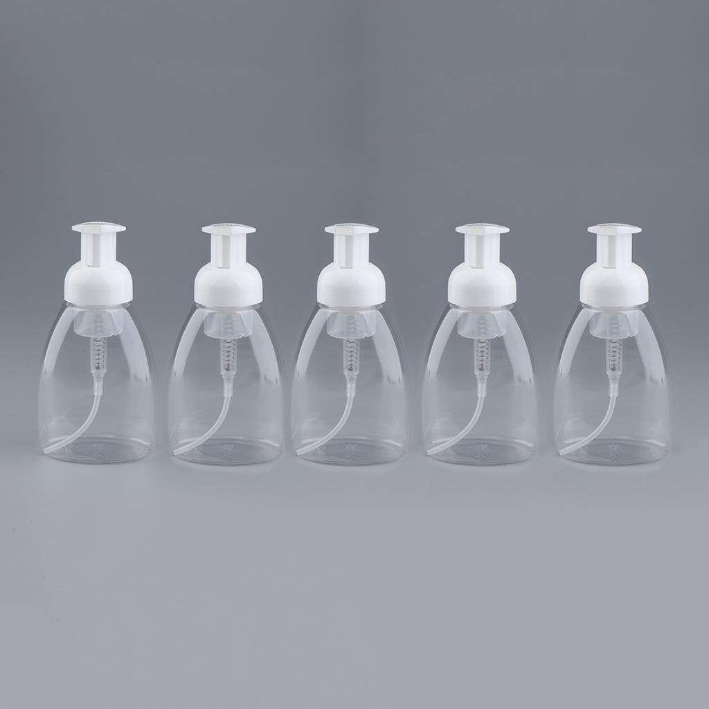 Foaming Soap Dispenser Pump Bottle for Bathroom Vanities or Kitchen Sink, Countertops Pack of 5, Clear