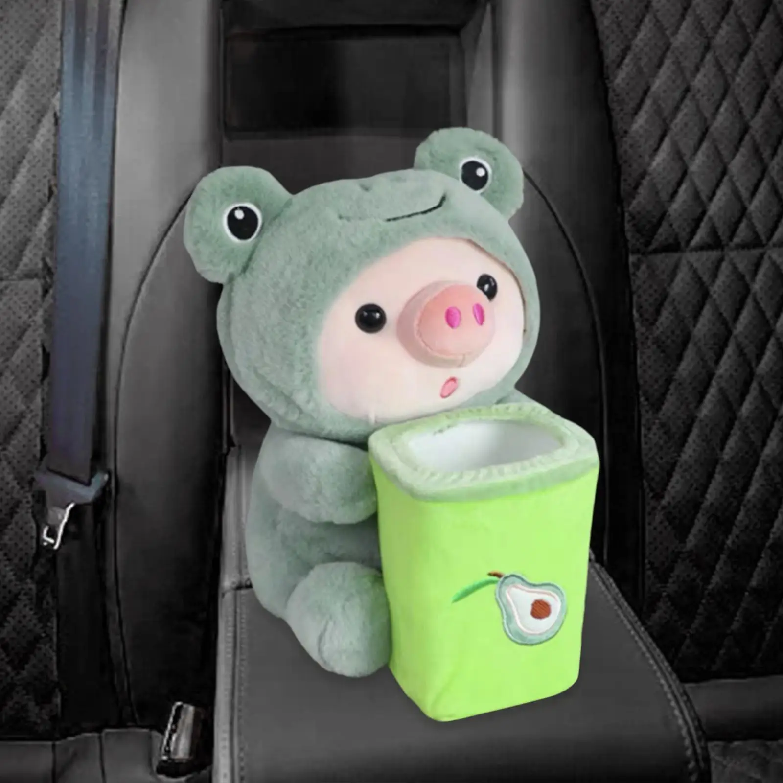 Soft Plush Car Tissue Box Trash Can Car Accessories Adjustable Straps Trash Bag Universal Car Armrest Storage Box Tissue Holder