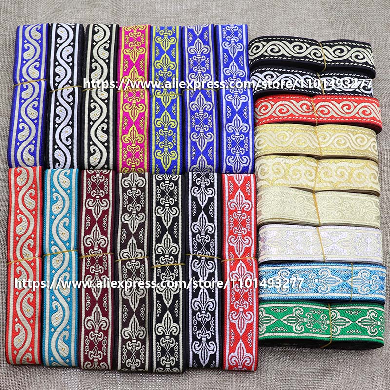 Description Picture 2 of item7 Yards 3.3cm Jacquard Ribbon Geometric Pattern Ethnic Lace Trim Embroidered Woven Webbing Tape For Cloth Bags Sewing Fabric