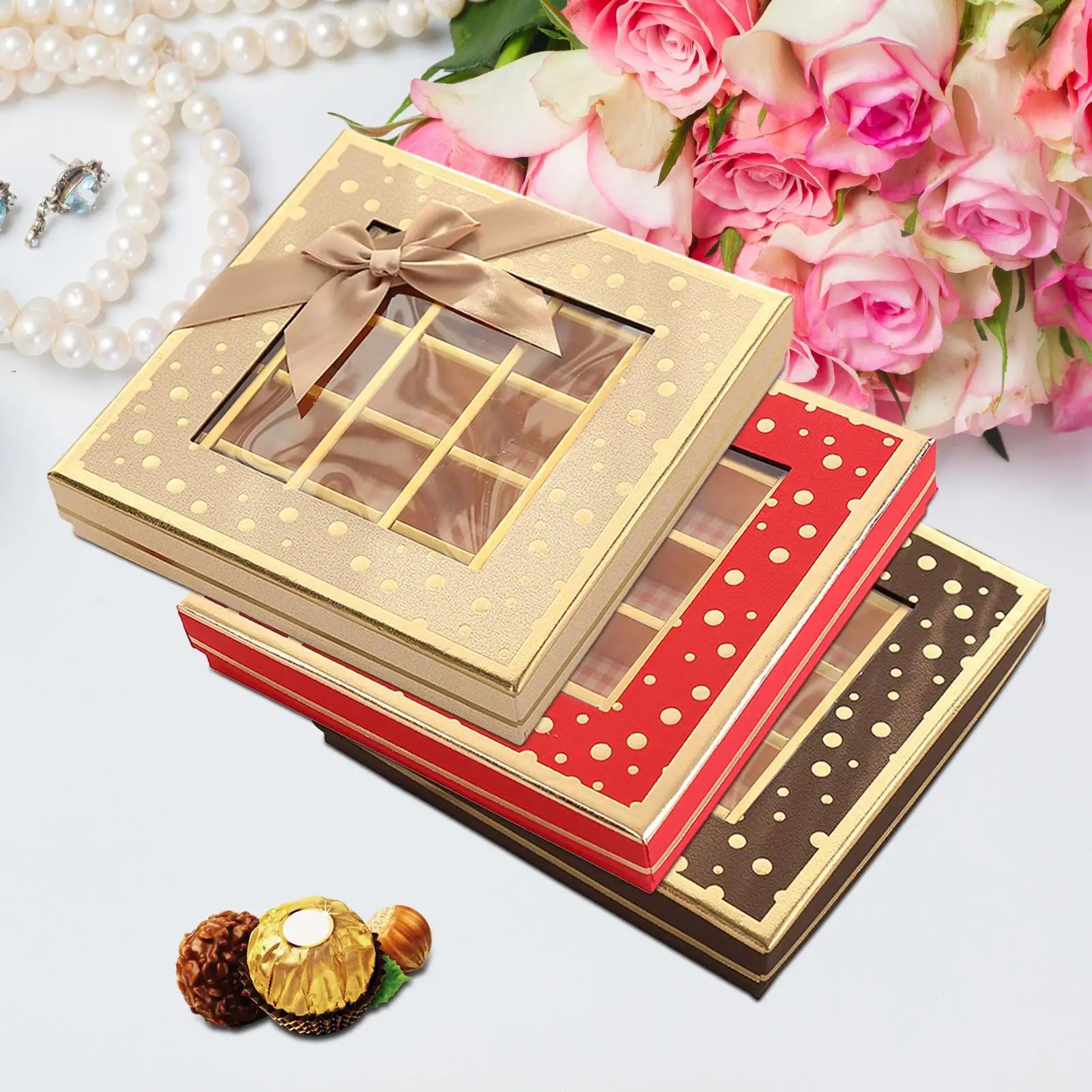Chocolate Box 25 Inner Grids Valentines Day Gift Box for Party Favor Anniversary Family Members Girlfriend Boyfriend Holidays