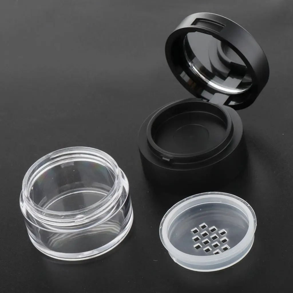 1 Piece 3G Empty Loose   Blusher Puff Case Box Makeup Cosmetic Jar Container with Sifter Lids And  Mirror