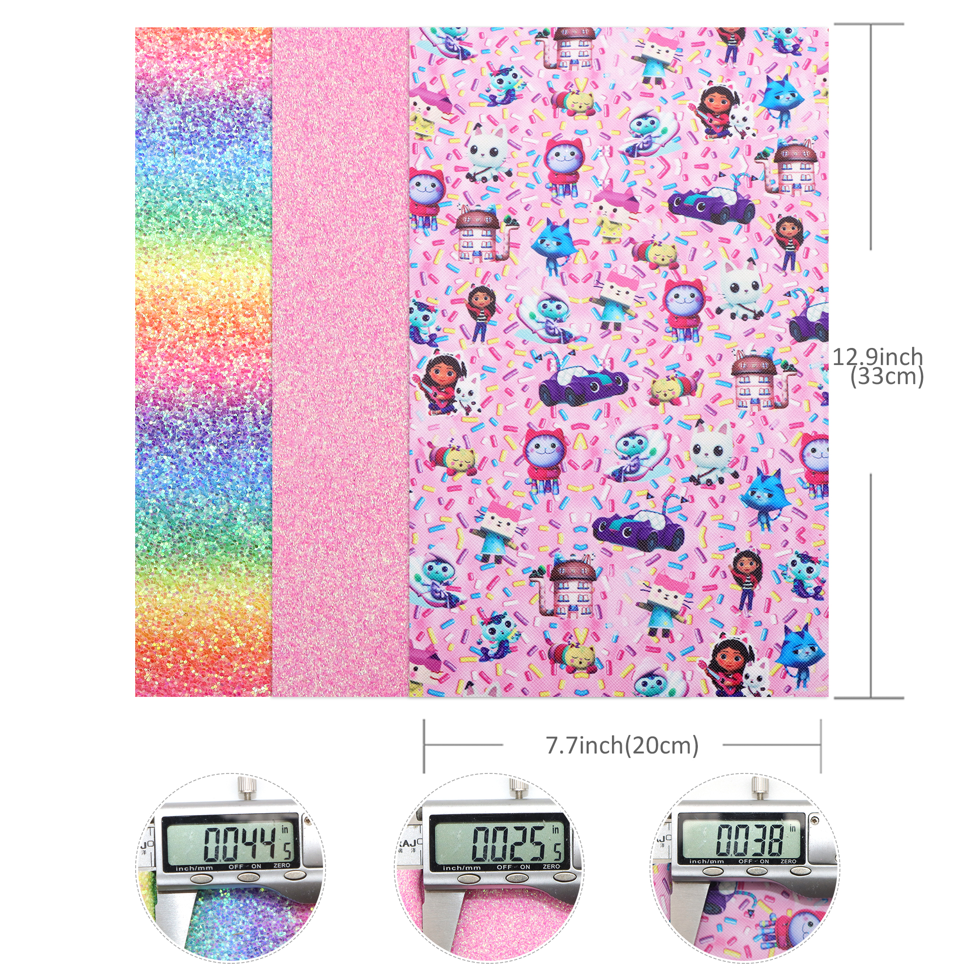 Description Picture 4 of itemCartoon Cat Gabbys Doll Printed Faux Leather Set Synthetic Leather Fabric Sheets for DIY Handmade Earrings Hair Bows Projects