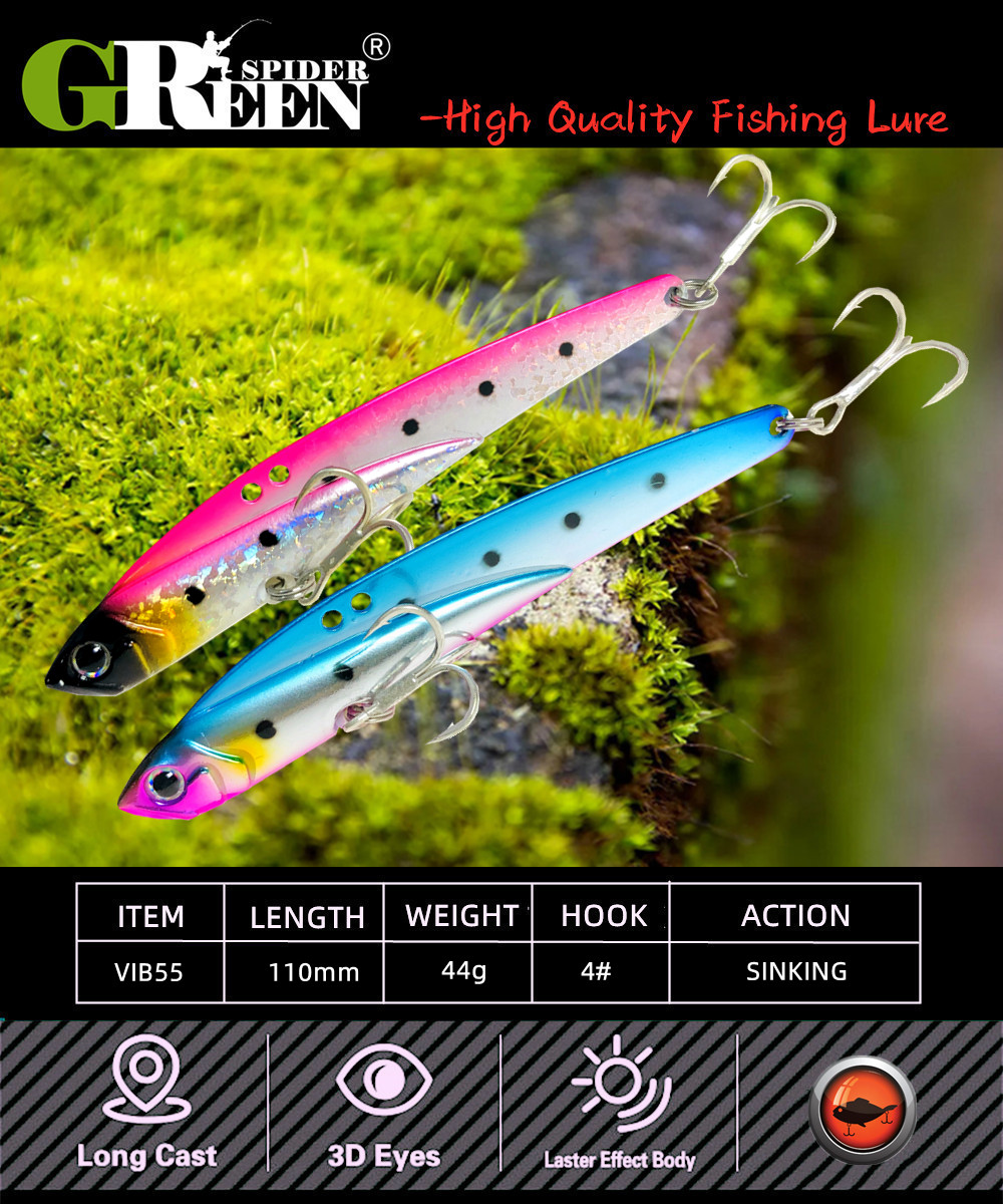 110mm 44g Sinking VIB Angeln Köder Forelle Bass Köder Salzwasser Swimbait Metall Jig Wobbler Angeln Pesca Metall Vib locken – Detail 1