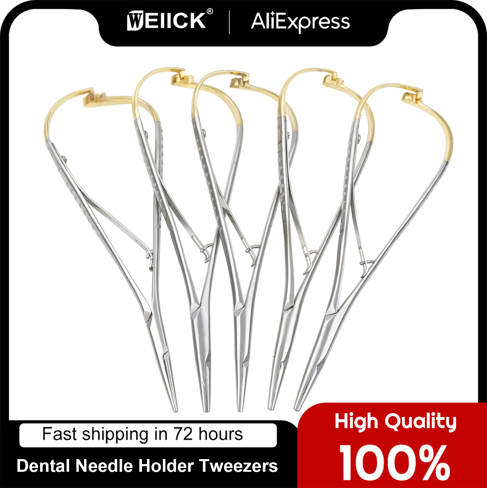 Best of WellCK Dental Needle Holder Tweezers Stainless Steel Orthodontic Plier With Gold Handle Dental Surgical Tool Instrument Reviews & Tips