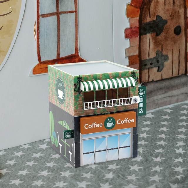 1:64 Simulation Cafe Decorative Multipurpose Collection Miniature Coffee Shop for Micro Landscape Scene Layout Props Girls Boys