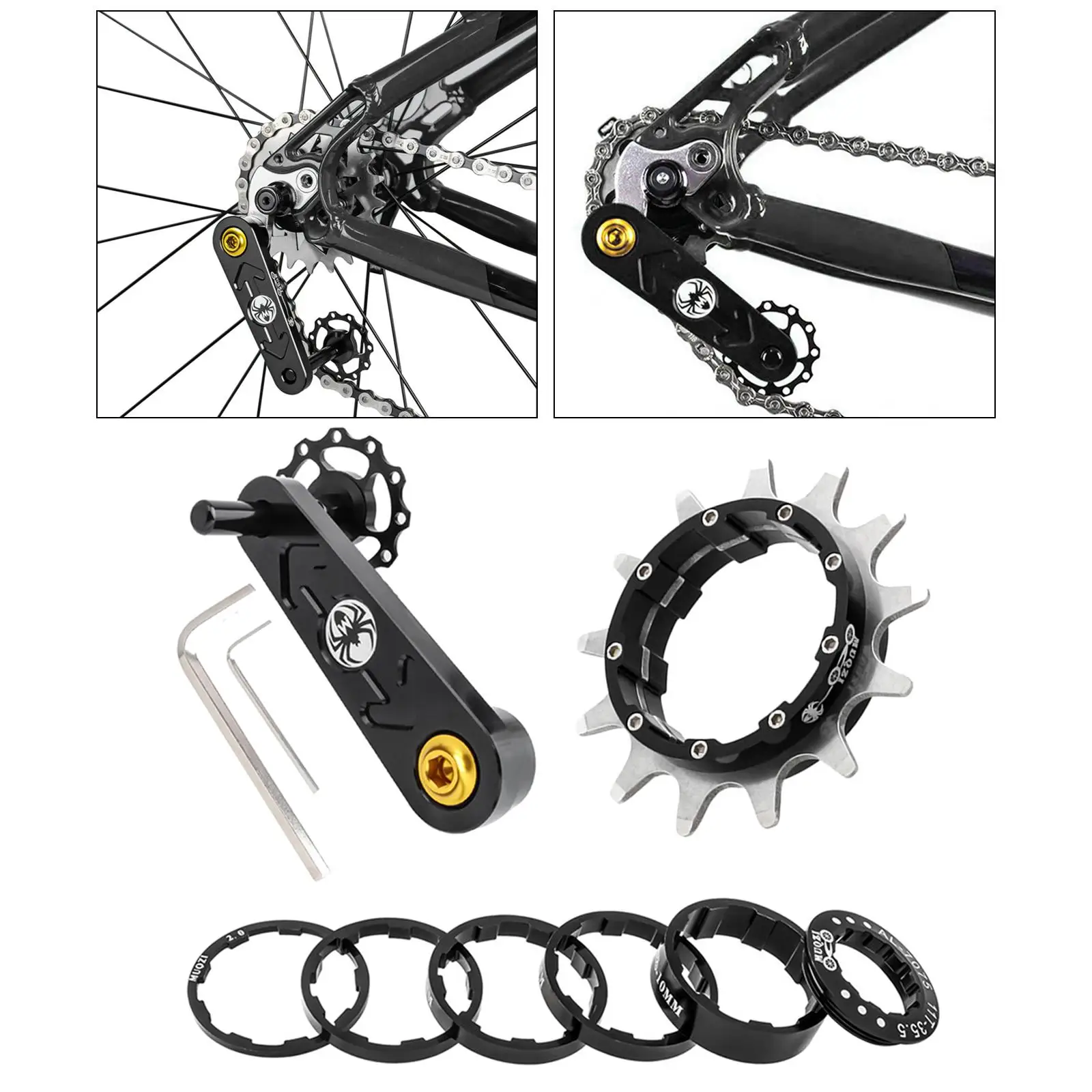 Bike Single Speed Cassette Cog Spacers MTB Bicycle Chain Tensioner Adjuster