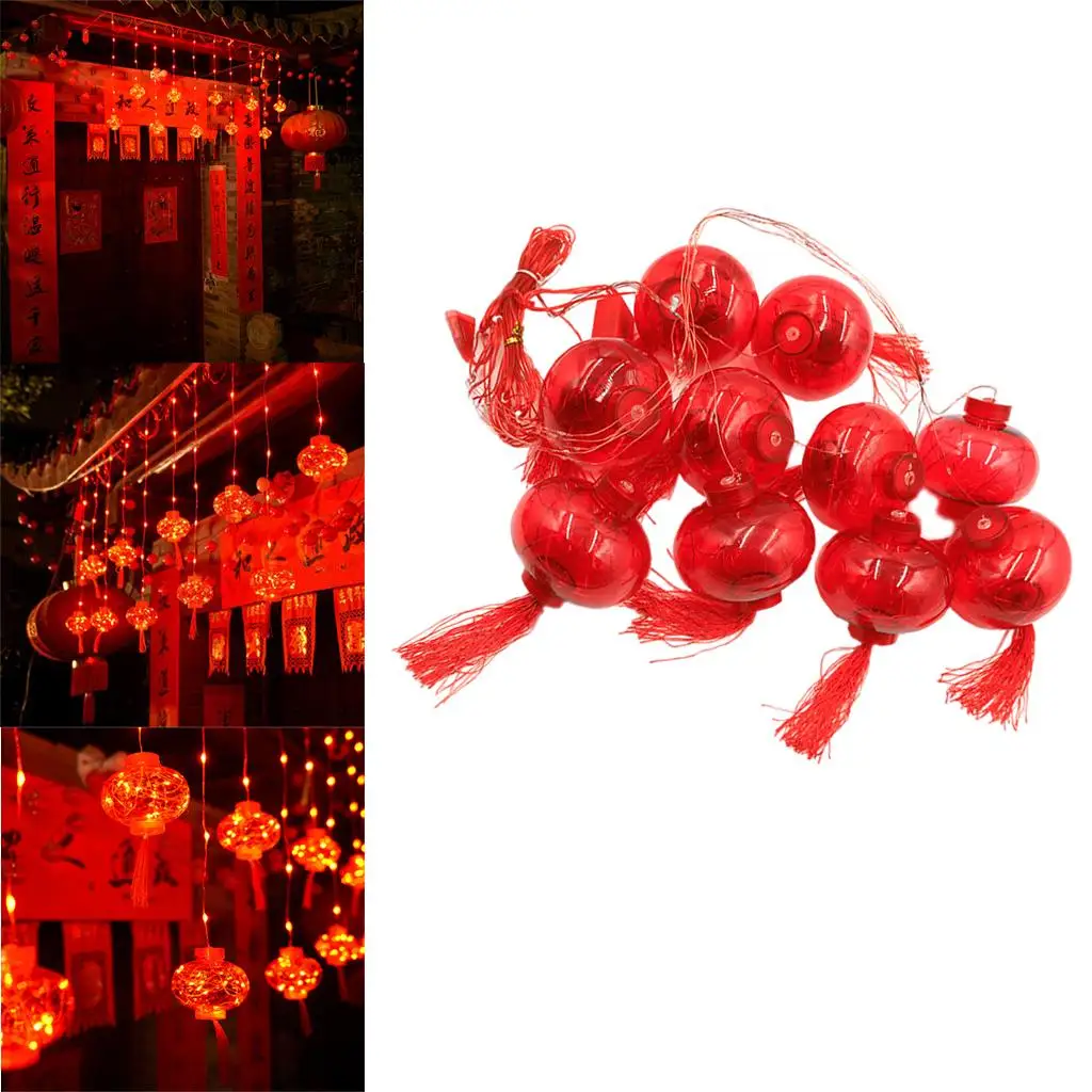 LED Chinese New Year String Lantern Lights Fairy Light Hanging Red Lamp for Spring Festival Living Room Home Wedding Decoration