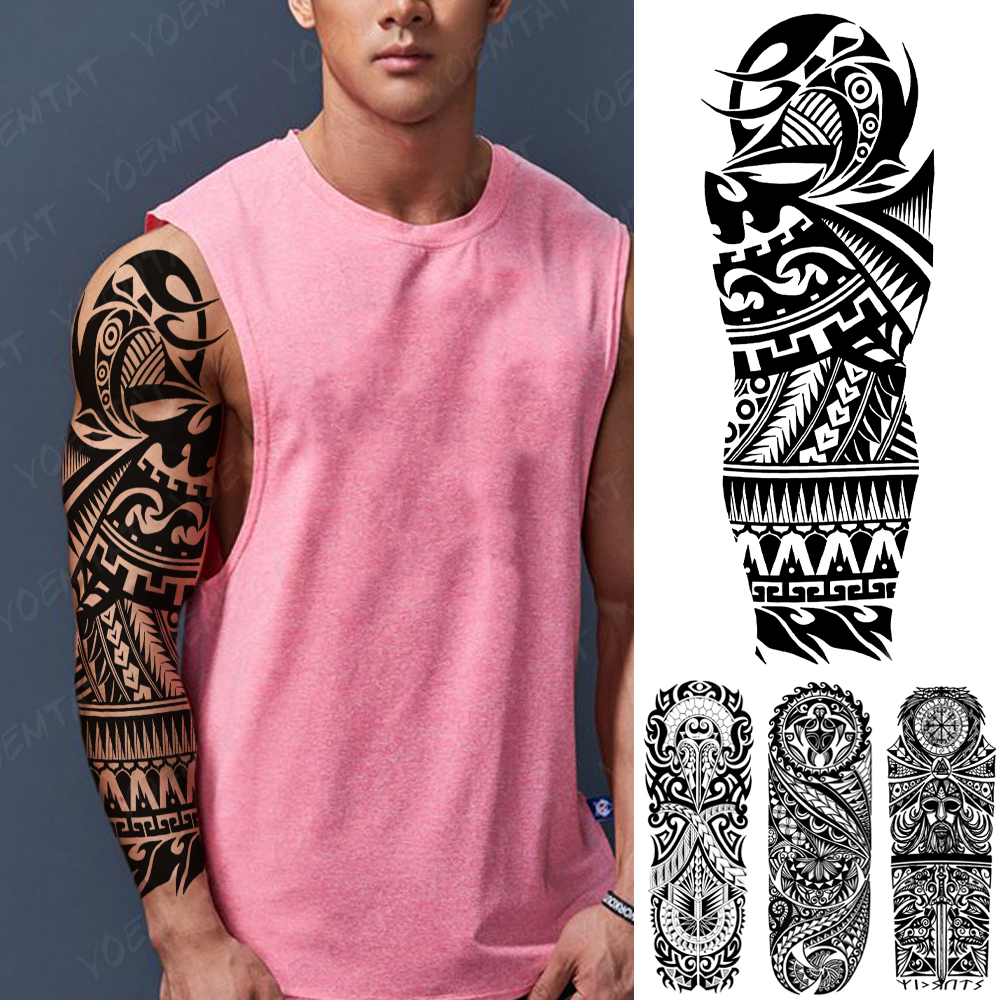 Best of Large Arm Sleeve Waterproof Temporary Tattoo Sticker Maori Mayan Tribal Totem Flash Tatto Women Men Black Body Art Fake Tattoos Reviews & Tips