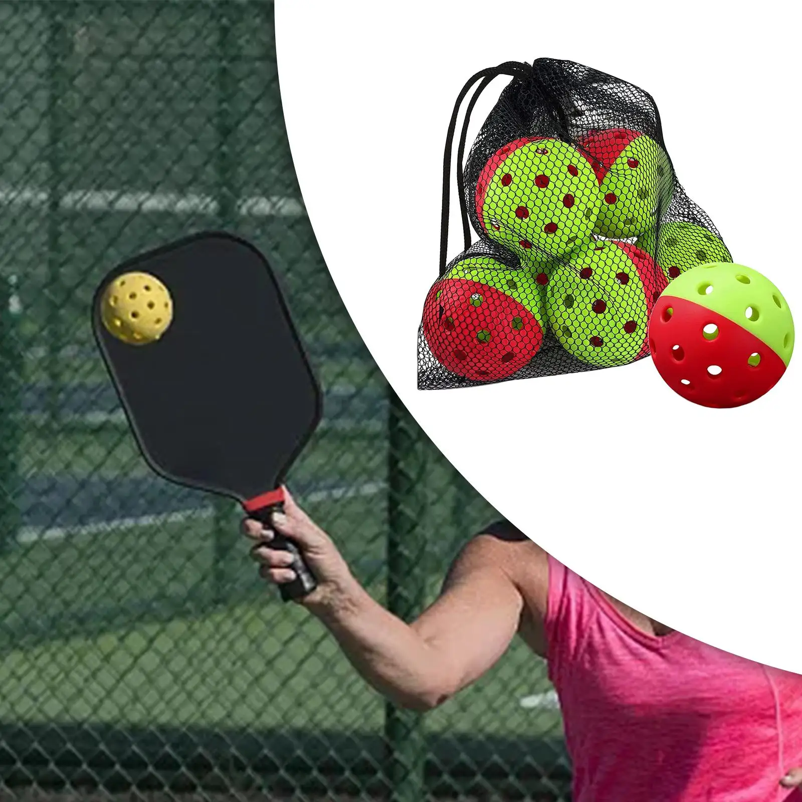 6 Pieces Pickleball Balls Standard Sports Pickle Balls with Mesh Bag for Training Sports Professional Perfomance Tournament Play