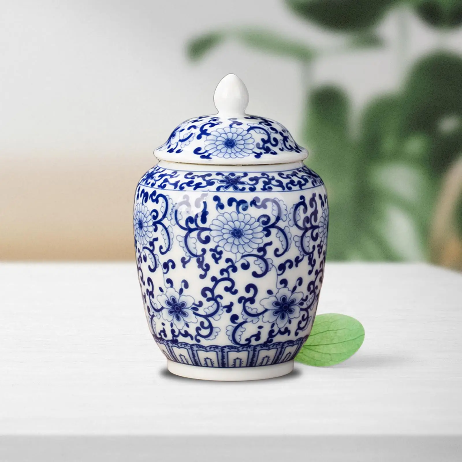 Ceramic Ginger Jar Chinese Style Ornaments Decorative Asian Ginger Jar for Party Desktop Wedding Living Room Floral Arrangement