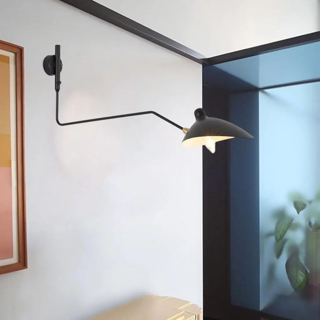 Modern Swing Arm Wall Light Long Arm Adjustable for Home Dining Room Hallway
