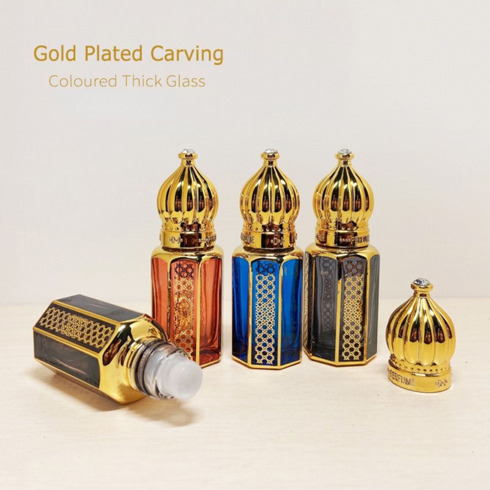 Best of Perfume Bottle 6ml Oil Glass Roller Ball Bottles Gold Luxury Electroplating Carve Vials For Travel Gifts Reviews & Tips