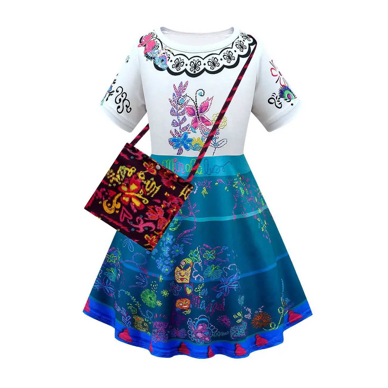 New Encanto Dress Mirabel Cosplay Princess Dresses Baby Girls Short Sleeve Cartoon Clothing Children Party Birthday Outfits baby girl skirt apparel