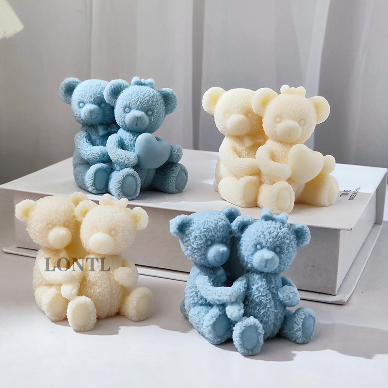 Description Picture 4 of itemCouple Bear Silicone Candle Molds 3D Cute Animal Soap Plaster Crafts Resin Making Tools for Valentine's Day or Wedding Gifts