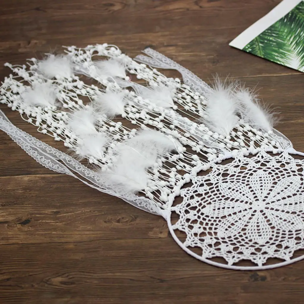 Handmade Circular with Feather Drop Pendant Wedding Decor
