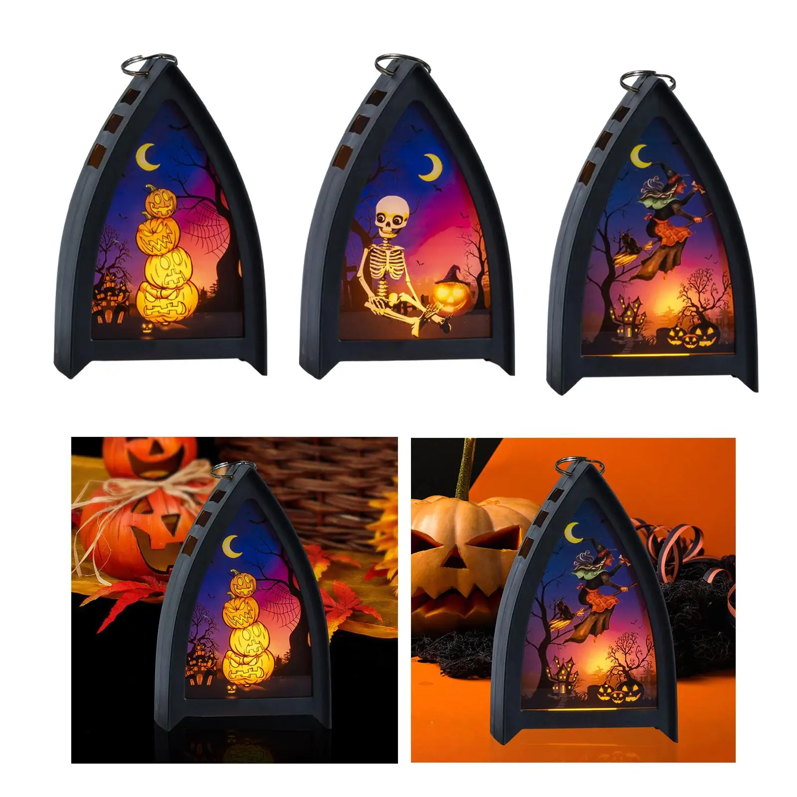 Portable Halloween Lantern Flameless LED Lantern Lamp Christmas Wind Lamp