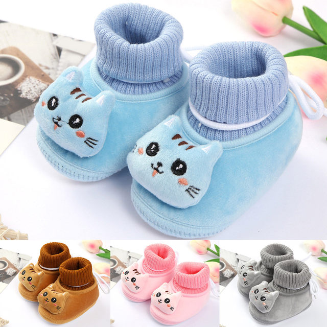 Baby Cartoon Shoes Toddler Shoes Boys And Girls Flat Socks Elastic Rope Non Slip Warm Comfortable Cute Cartoon Cat zapatillas AliExpress