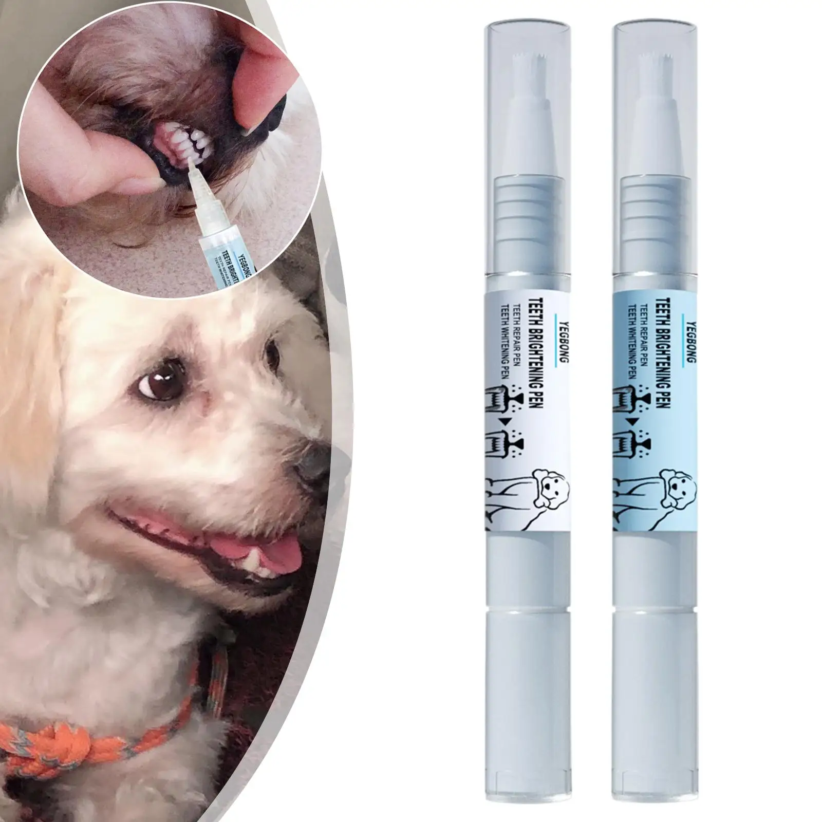 2x Dog Teeth Pen Cleaning Tooth Stain Remover Fresh Breath Tooth Whitener Teeth Cleaner Dog Finger Toothbrush Repairing Pens