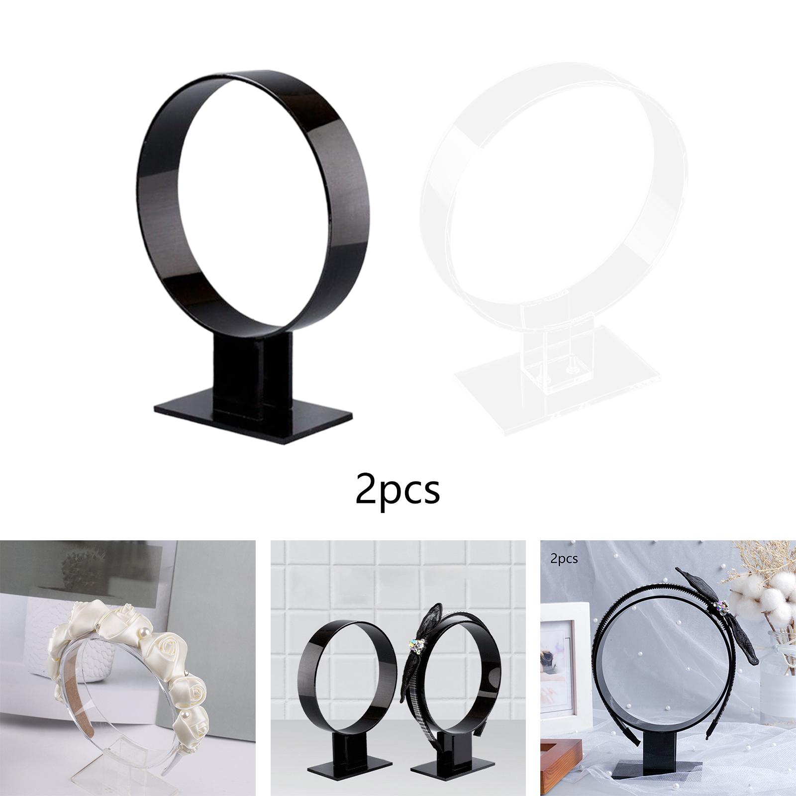 2 Pieces Single Headband Display Stand Accessories Gifts Acrylic Rack Headwear Holder Hair Hoop Holder for Store Retail Women