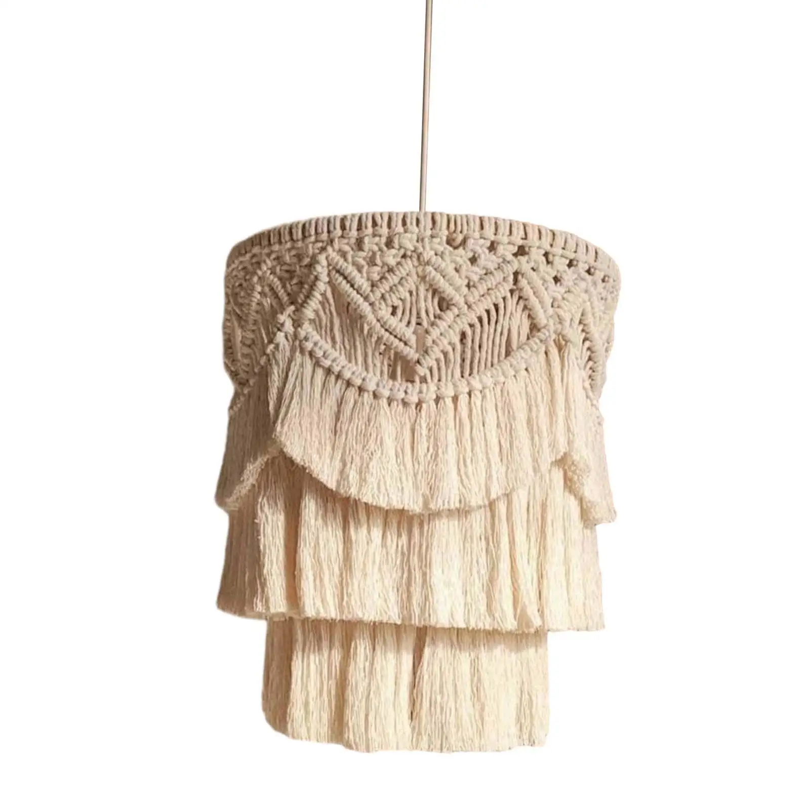 Macrame Lamp Shade Weaving Boho Hanging Pendant Light Cover for Dorm Hotel