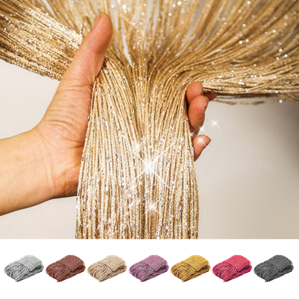 Description Picture 5 of item200x100 CM Thread Curtains Solid Stripe Classic Line Tassel Curtain Window Blind Valance Living Room Divider Door Decorative
