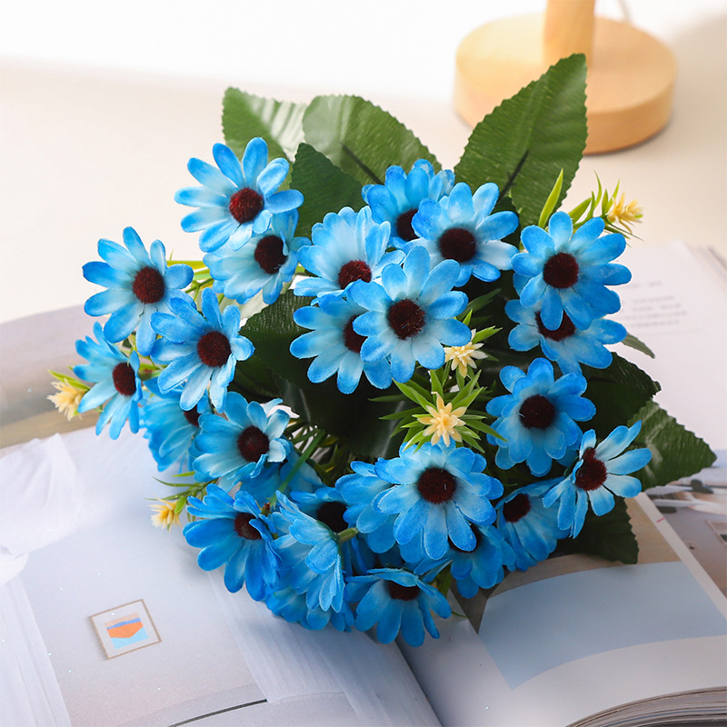 Description Picture 5 of item1pcs Artificial Flowers Plants 30cm Sunflower Colorful Small Daisy Silk Flower Home Garden Decor Chrysanthemum Wedding DIY Party