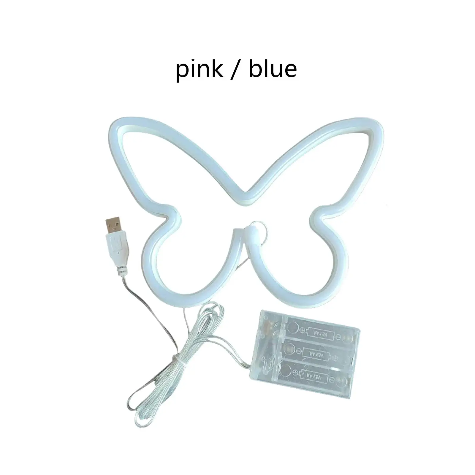 Butterfly Neon Lamp Sign USB Battery Powered Wall Hanging Wall Lamp LED Neon Lamp for Party Kids Room Decoration Photo Prop